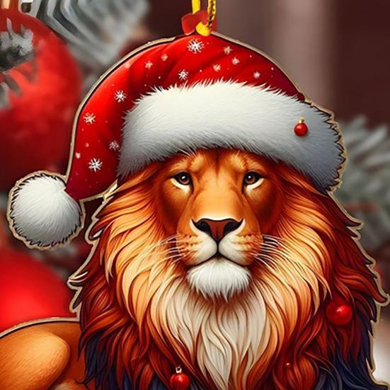 Christmas Ornaments for Tree Acrylic Cartoon Animal Car Rear Mirror Hanging Charm 2D Flat Cat/Dog/Bear/Rabbit Pendant for Tree Auto Interior Accessory