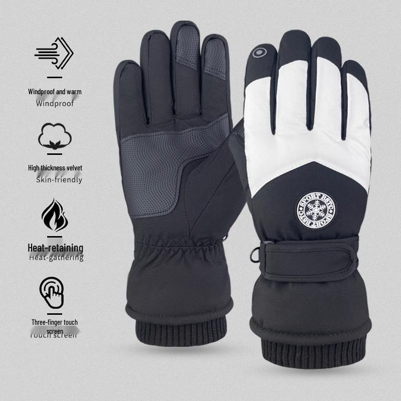 Unisex vinterskidhandskar: Vindtät, Vattentät, Fleecefodrad, Pekskärmskompatibel för Cykling eller Utomhusaktiviteter