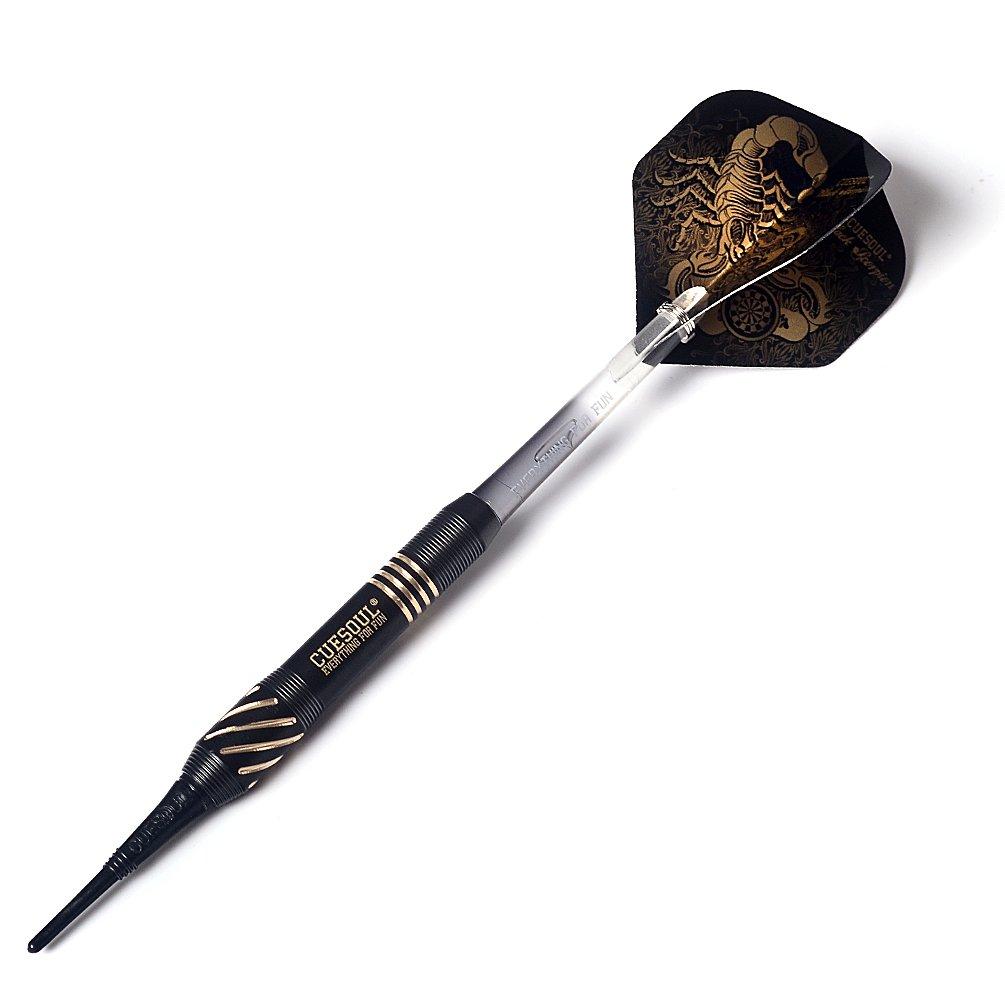 Black Scorpion CUESOUL 16g Brass Dart Barrel Set (3 Barrels), Stylish Black Scorpion Design Soft Tip Dart Set (HX-STL-B2305)