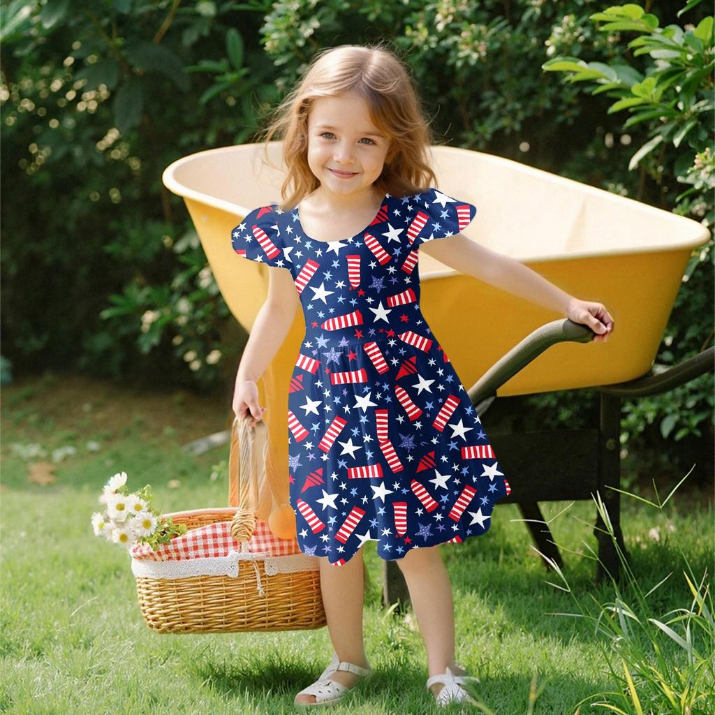 Dívčí šaty s batolecími rukávy, ležérní společenské školní šaty, oblečení pro dívky