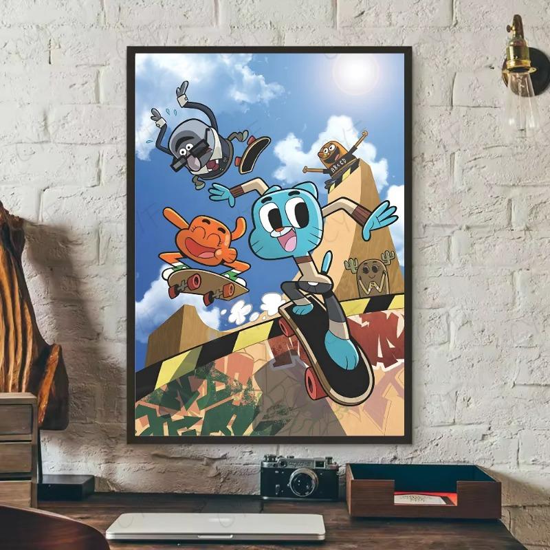 Fashion T-The Amazing World of Gumball Poster HD Art Sticky Wall Waterproof Home Living Room Bedroom Bar Aesthetic Decoration