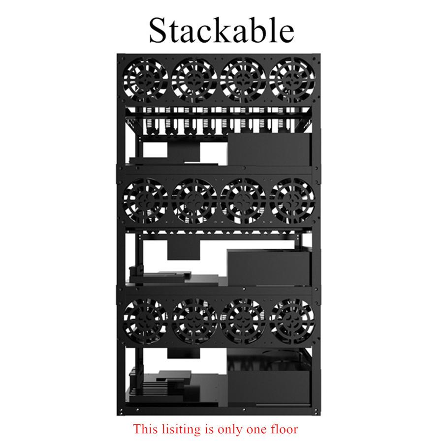 Stackable For ETH BTC Ethereum 6/8GPU Open Air Mining Rig Frame Case Computer Cr