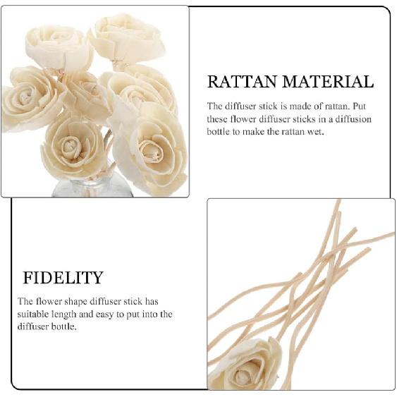 Angoily 10PCS Rattan Diffuser Sticks for Oil Aroma Diffuser Replacement, Flower Reed Diffuser Sticks (White 2)