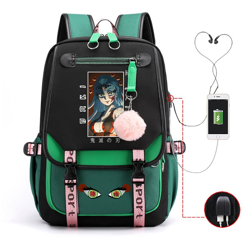 New Ghost Destroyer Peripheral Animation Korean Edition Student Leisure School Bag Large Capacity Multifunctional Backpack with USB