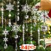 24/5PCS Crystal Clear Snowflake Icicle Pendants Acrylic Christmas Tree Ornament Christmas Holiday Home Party Hanging Decorations