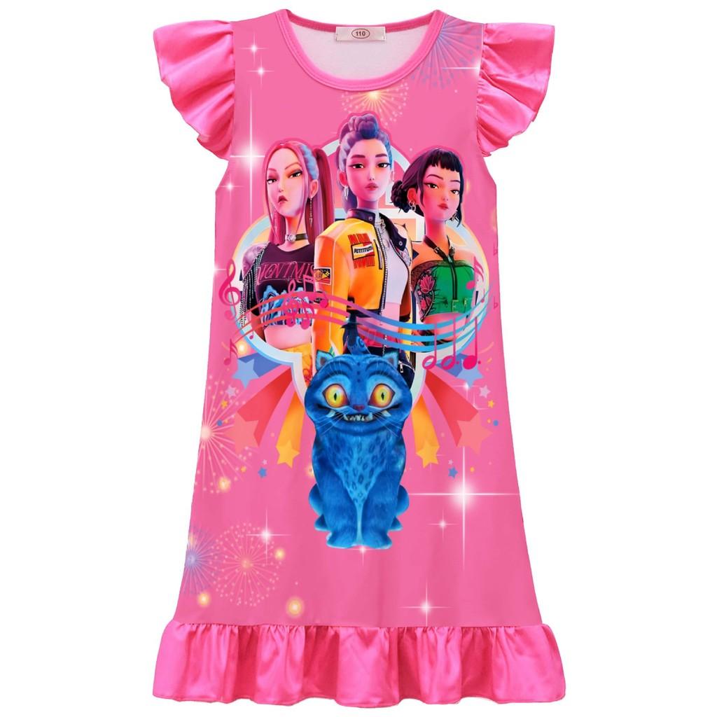 Kinder Mädchen POP Rumi Zoey Mira Bedrucktes Rüschenärmel Freizeitkleid