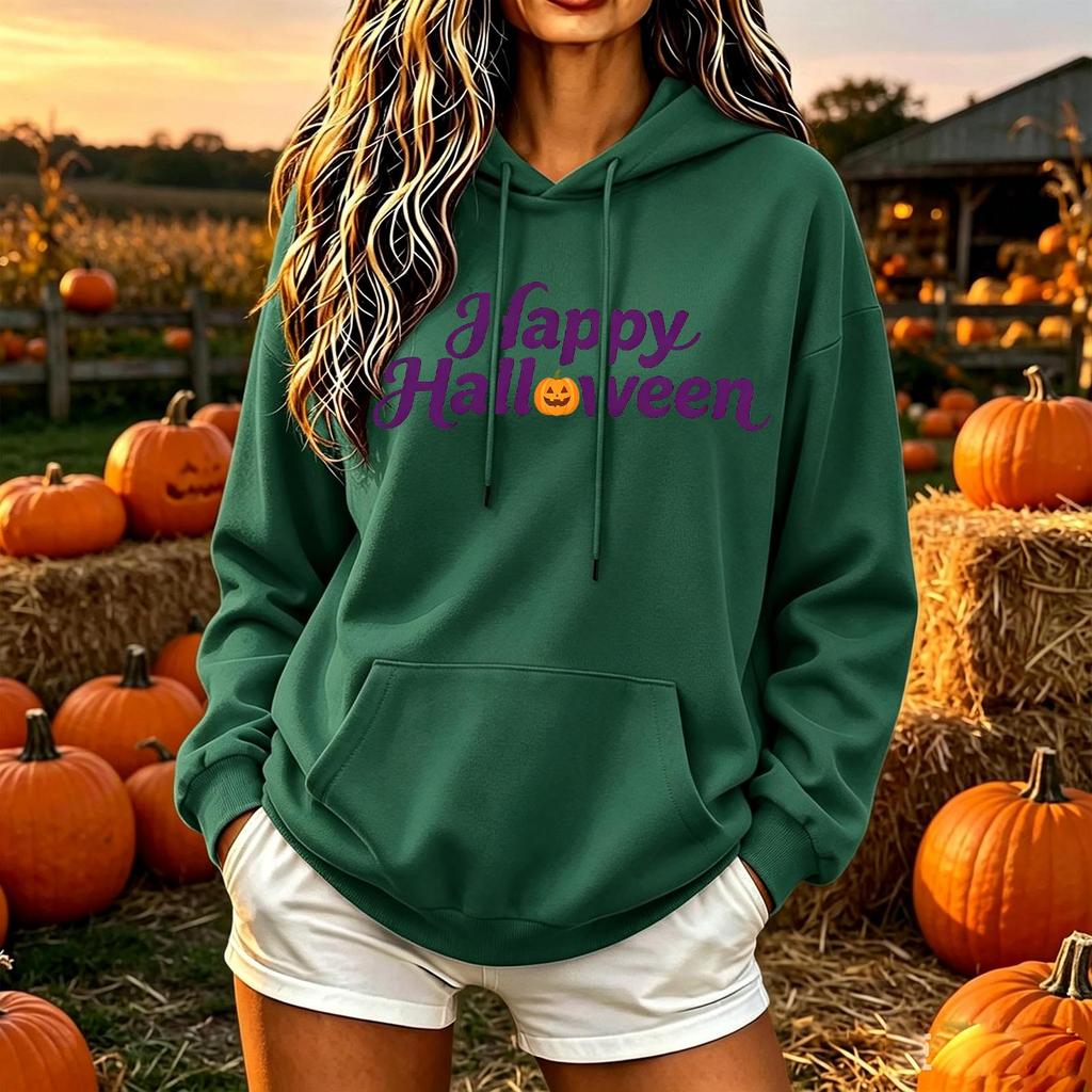 Women's Halloween Hoodie Color Loose Fit Casual Top