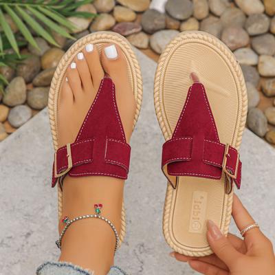 2026 Damen Flache Zehentrenner Sandalen Mit Zehenriemen Zum Hineinschlüpfen Einfarbige Und Geformte Absatz Sandale Damen Flausch Ja Slide Sandalias Heiß