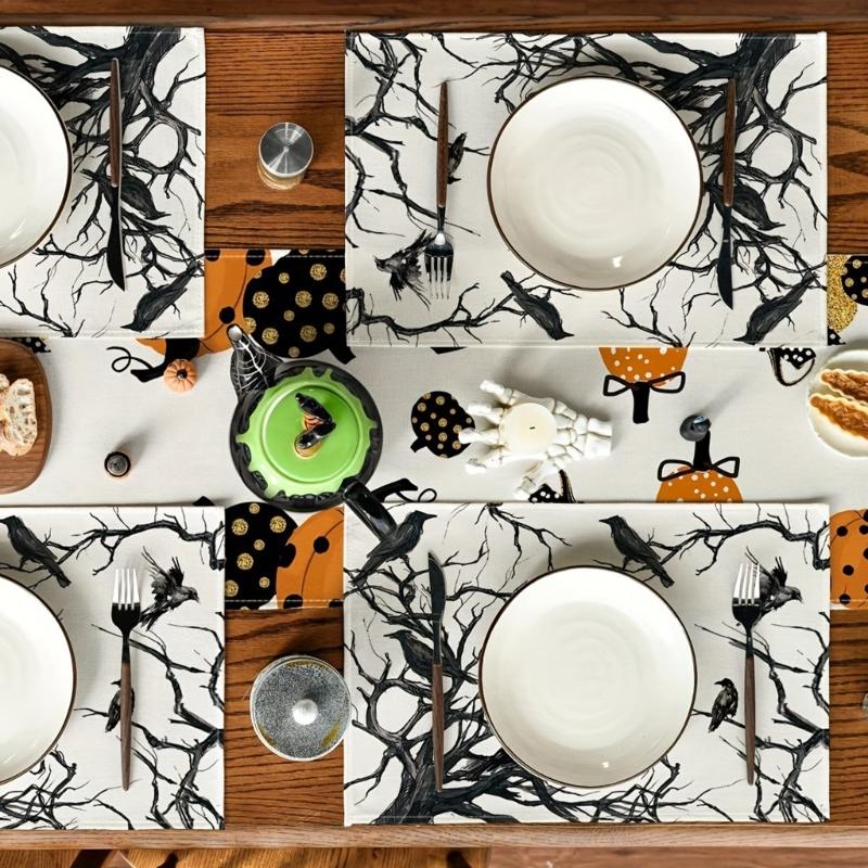 Crow Table Mats for Halloween Party Halloween Crow Table Placemats Accessories for Enhancing Festival Mood