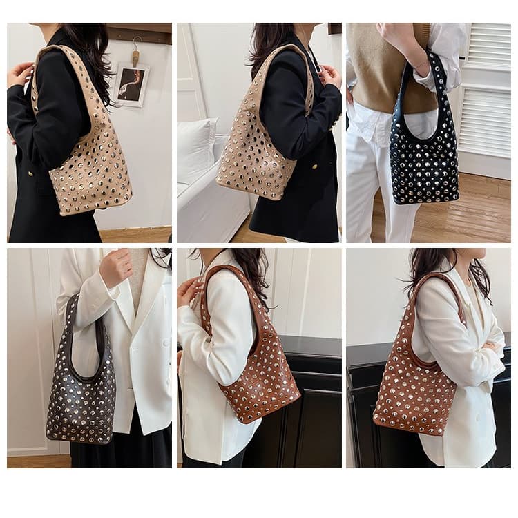 Metal Rivet Tote Bag Women's Shoulder Underarm Bag