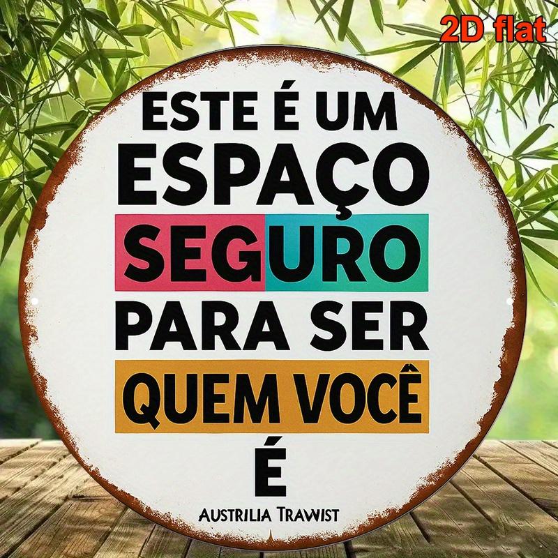 High Definition Custom Metal Wall Art Print Este Um Espao Seguro Portuguese Quote Wall Decor for Living Room Bedroom