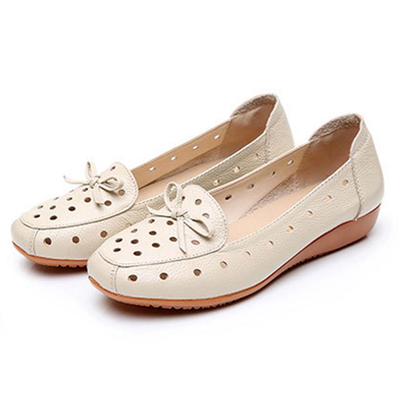 2026 Лето Натуральная кожа Обувь Женская Обувь на плоской подошве Мягкая Удобная Обувь для мамы Слипоны Женская Повседневная Обувь для ходьбы Черная Белая Большой размер 42 36 бежевый