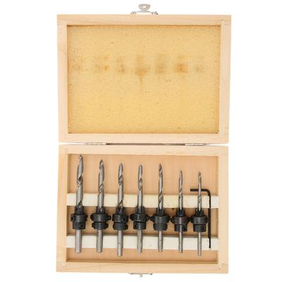 7Pcs Countersink Drill Bits Set Woodworking Drilling Tools Carpentry Reamer 1Pc Hex Wrench