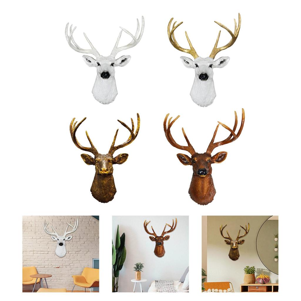 Deer Head Wall Mount Resin Figure Sculpture for Office And Living Space