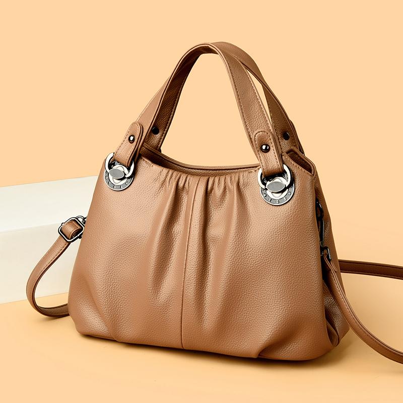 Ladies' Simple Solid Color Tote Bag, Fashionable Pleated Shoulder Bag, Multi Pocket Casual Daily Crossbody Bag Suitable for Daily Use and Shopping