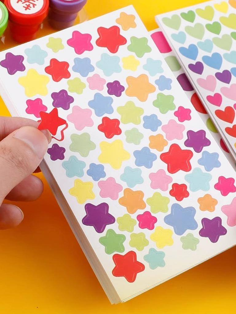 6pcs/12pcs/18pcs Children Stationery Random Color Star Stickers, Handmade DIY Photo Album Decoration Accessories Planner Sticker Back To School