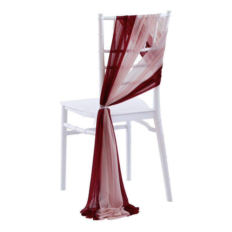 2pcs Chiffon Chair Sashes Wedding Chair Decoration 20x250cm for Wedding Aisle Party Banquet Event Baby Shower