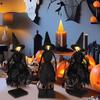 Halloweenská čarodějnická dekorace Černá čarodějnická ozdoba se svítícím obličejem Vnitřní primitivní čarodějnická stolní dekorace pro domácí polici Krbovou římsu Kuchyňskou dekoraci