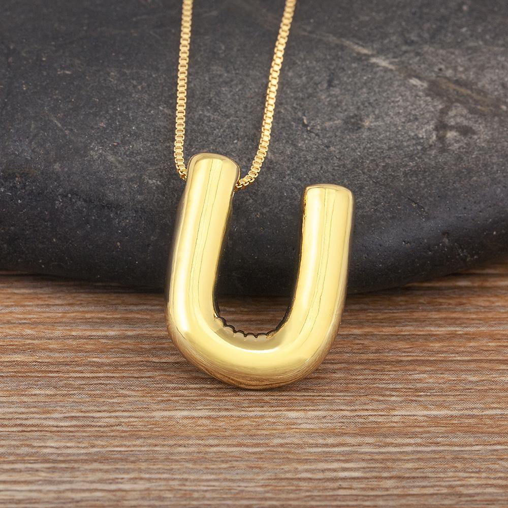 Nidin New Retro Punk Style Copper A-Z Letters Pendant Necklace Initials Alphabet For Women Vintage Name Jewelry Daily Party Gift
