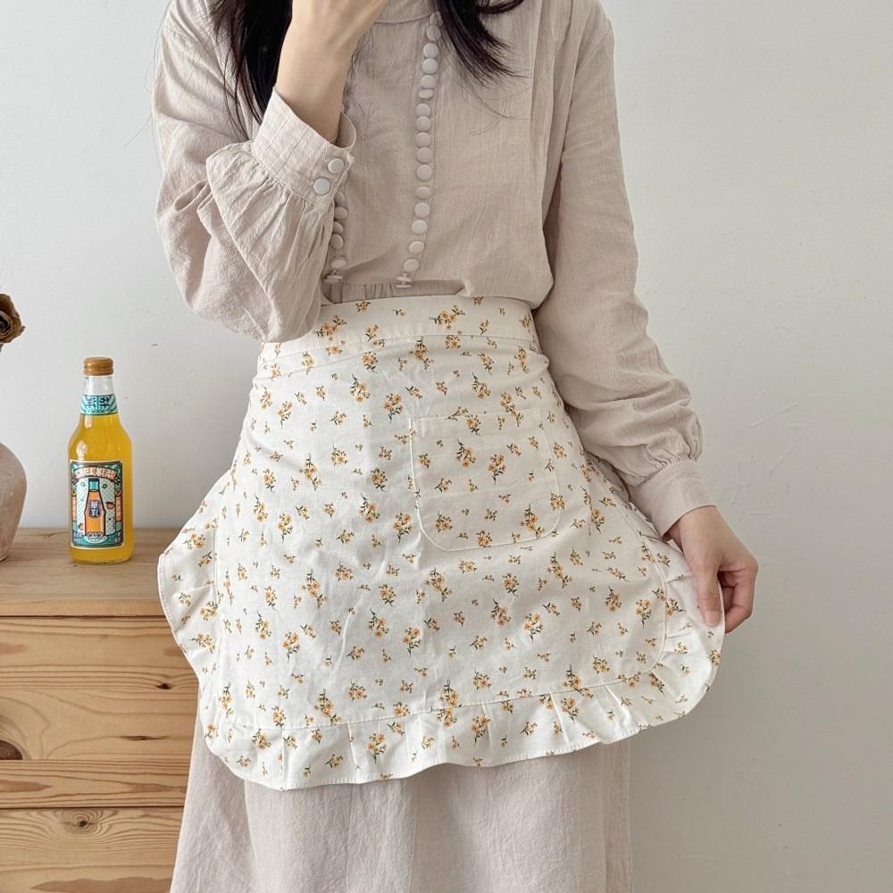 Cotton Floral Border Apron For Home Cooking And Caf Use