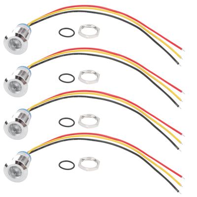 4 Sätze Vorverdrahtete Runde LEDs Wasserdicht 2-Farbiges Licht Gemeinsame Anode Anodenelektrode 1224V 12mm(Rot und