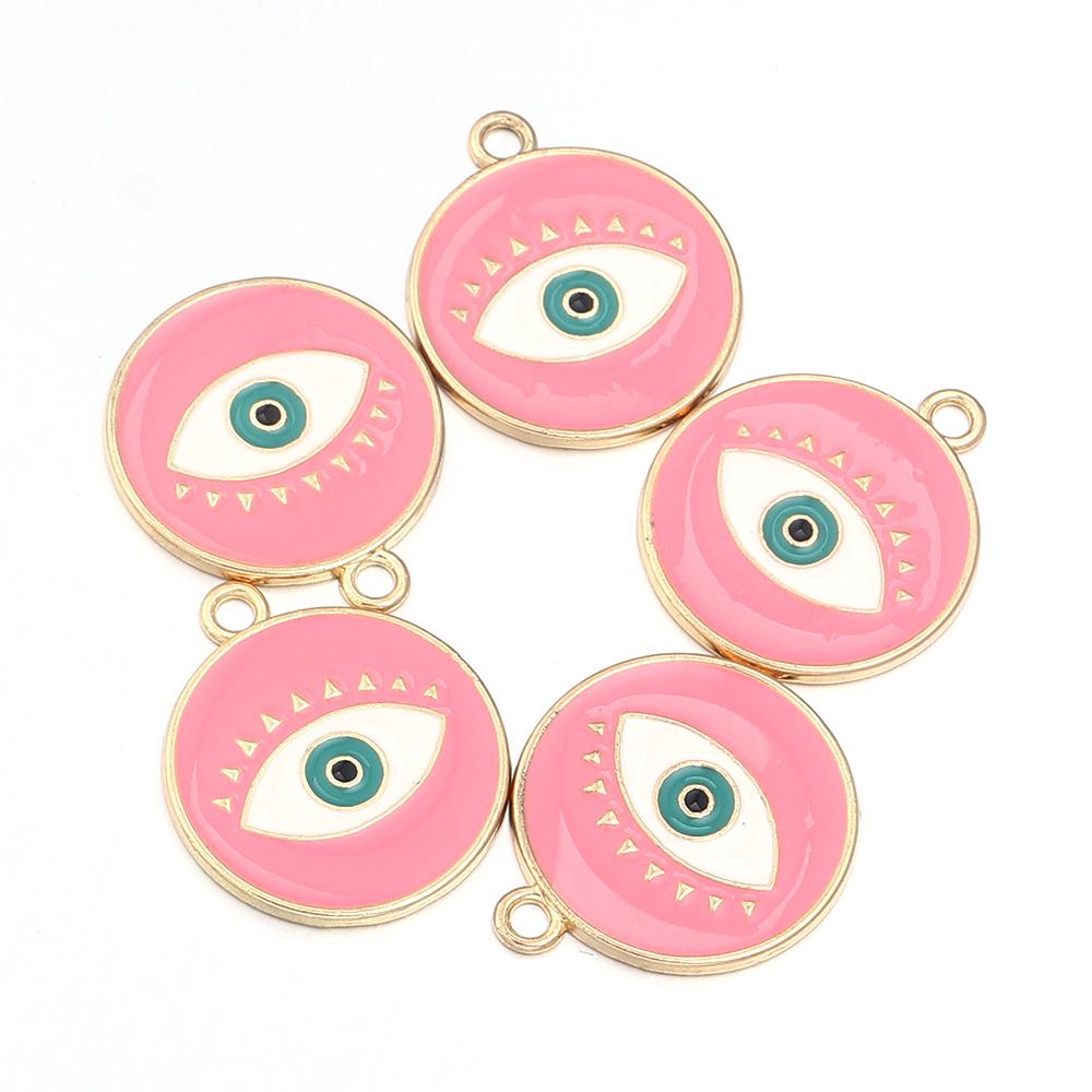5pcs/lot Round Enamel Charms Single Face Eyes Pendants DIY Gift Accessories Necklace Bracelet Earrings Alloy Pendants Wholesale