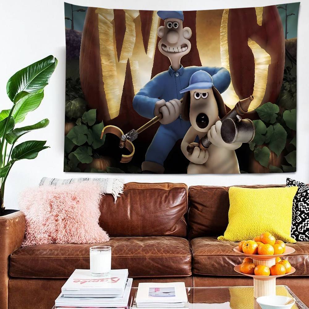 WWallace und GGromit Bedruckter Großer Wandteppich Kunst Science-Fiction Zimmer Heimdekoration Dekoration Decke