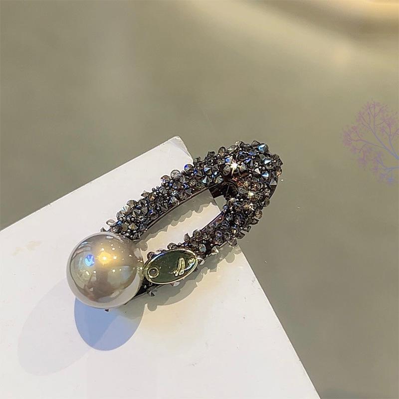 

Корейская заколка-уточка для волос с жемчугом и бахромой из страз