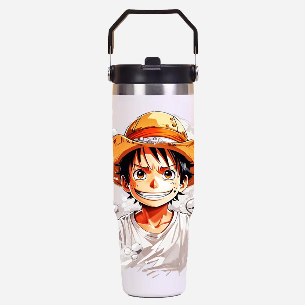

30 унцій Аніме принт Портативна Автомобільна Чашка Термос з нержавіючої сталі Чашка-соломинка Дорожня Спортивна Пляшка для води Чохол з ручкою Кавовий Вакуумний Фляга