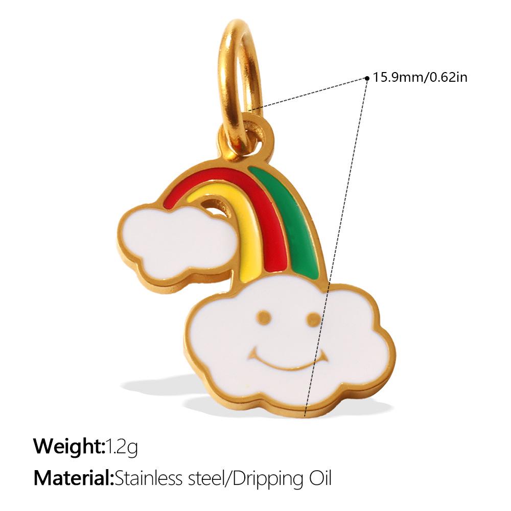 Cute Colorful Oil Dripping Small Pendant Multi-Style Cartoon Pendant Rainbow Smiley Face Love Diy Jewelry Accessories