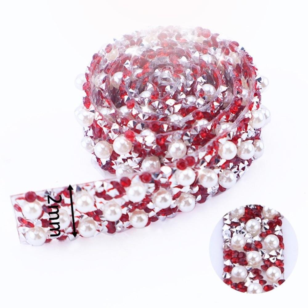 1Yard Rhinestone Border Diamond Ribbon DIY Multi-color Crystal Self Adhesive Rhinestone Chain Sparkle 2cm Resin Rhinestone Trim красный
