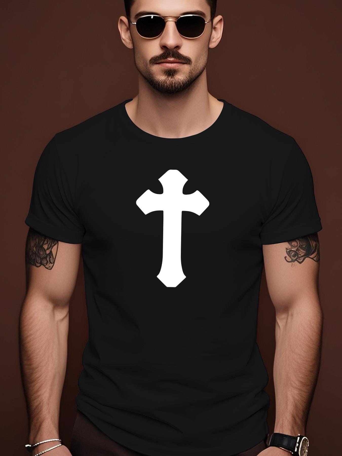 Summer Tshirt with Bold White Cross Graphic - Soft Round ... XXXL