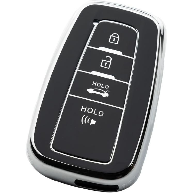 Key Fob Cover with Keychain Fit for Toyota - Highlander Corolla Prius 2018-2024 RAV4 Camry Avalon C-HR GT86 Smart Key
