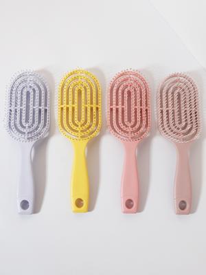 Relaxing Elastic Massage Comb Portable Hollow Comb Scalp Massage Brush Salon Styling Tool Oval Comb Special for Real Hair Wigs