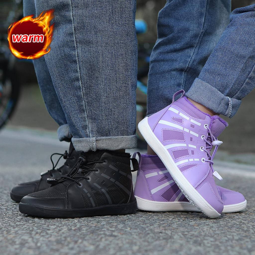 Kinder Schneestiefel mit breiter Zehenpartie, Plüsch-Baumwollschuhe, Jungen Mädchen High-Top Stiefel, Winter Outdoor Wanderschuhe, Warme Freizeitschuhe