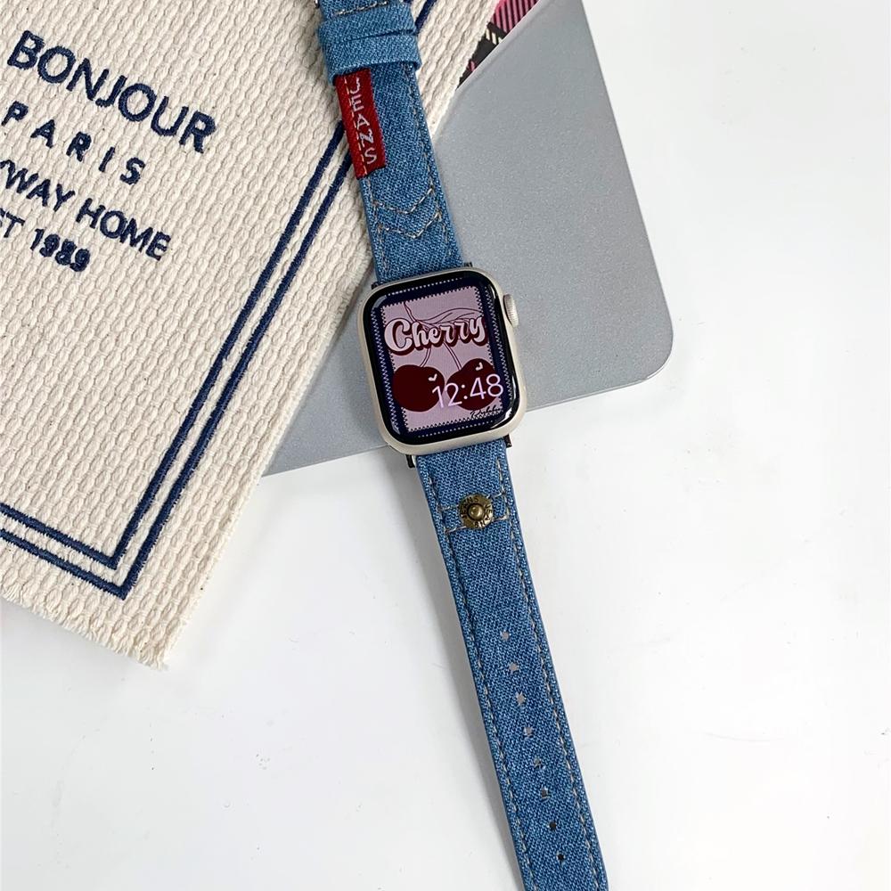 Moda Denim Kanvas Bant Apple Watch Serisi için Ultra 8 7 6 5 4 3 2 Se Toka Kayışı Iwatch 40 44mm 41 45mm 49mm Aksesuarları