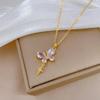 Full Diamond Butterfly Light Luxury Temperament Gorgeous Full Diamond Necklace Female Versatile Collarbone Chain Titanium Steel Chain