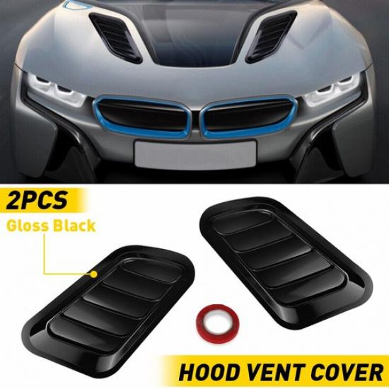2x Car Hood Vent Scoop Louver Scoop Cover Air Flow Intake Universal Black I