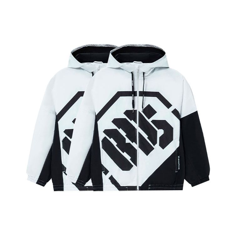 Li-Ning SS22 Badfive Series Letter Print Loose Sports Hooded Jacket Men Outerwear White AFDS075-1