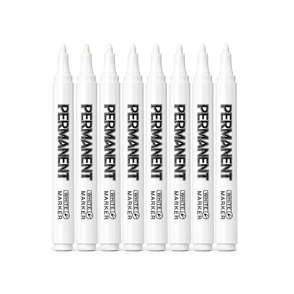 2/3/5/8/10/12 Pcs White Permanent Paint Markers Waterproof Fade-Resistant Quick Dry Tire Ceramic Fabric Art Industrial Marking