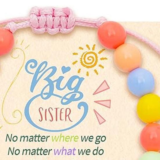 Sister Friendship Bracelet Adjustable Beaded Bohemian Bracelet Colorful Polymer Clay Beads Big Sis Bracelet Gift for Women Friends