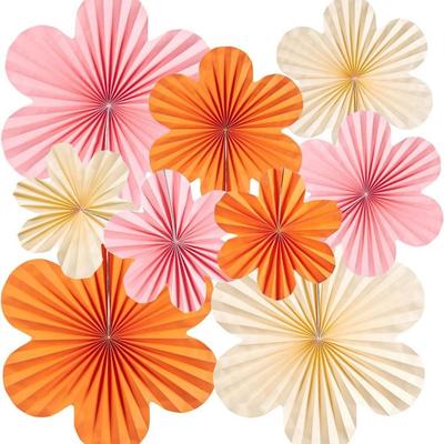 Pink Paper Fans Hanging Paper Flowers New Backdrops Decoration Wedding