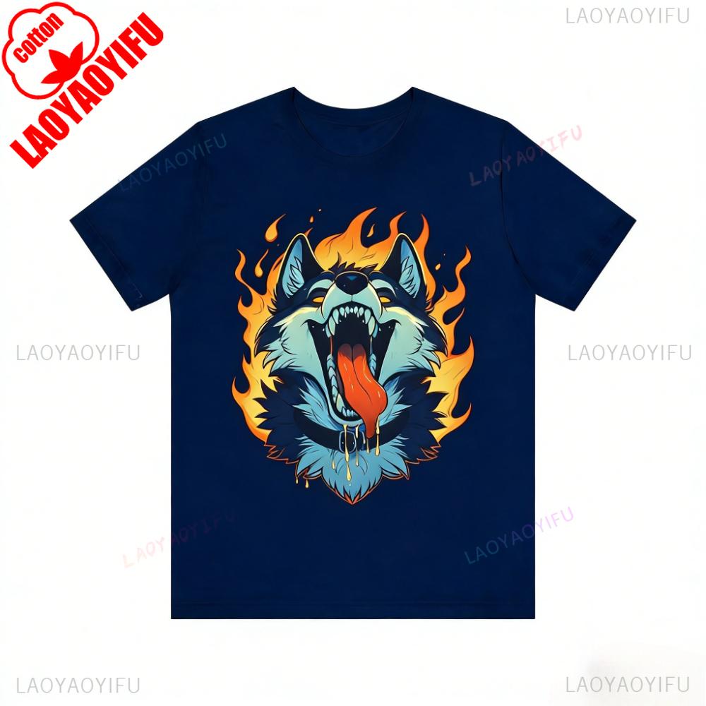 Yiff in Hell Furry Shirt Fursona Fandom Tshirt Hot Furry Wolf Printed TShirt Modern and Trendy Mens Tee Cosplay Role Play Tops