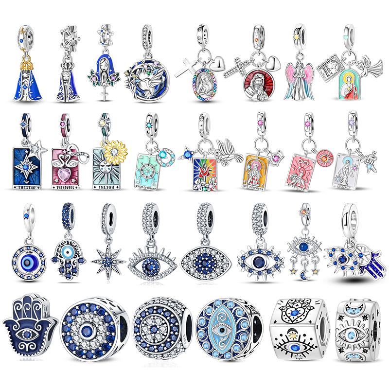 Copper Devil'S Eye Fatima Hand Charms Beads Tarot Cards Pendant Fit Original Bracelet Women Diy Jewelry Accessories