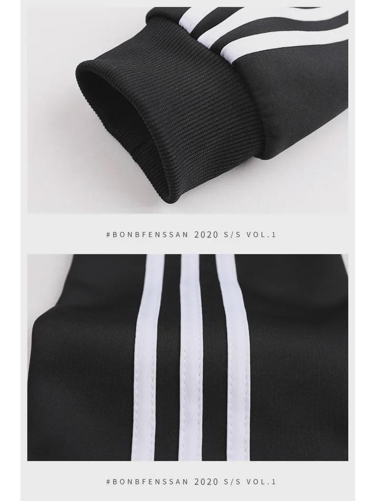 Geacă Sport Subțire de Primăvară/Toamnă pentru Bărbați, Guler Înalt pentru Tineret, Cardigan Clasic cu Fermoar cu Trei Dungi