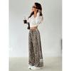 Street Style Straight-leg Relaxed Pants for For Women Versatile Leopard Print Pants Wide-leg Long Trousers