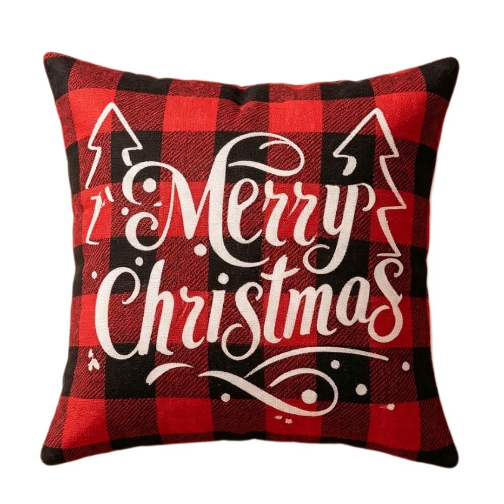 Elk Deer Christmas Pillow Cover Linen Xmas Tree Pillowslip Snowman Pillow Cover Living Room Sofa
