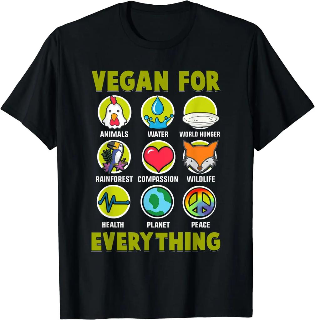 Vegan All Things Proud Vegan Personality Simple Cartoon Custom Printed T-shirt Men High Quality Printed Classic Street Top Men