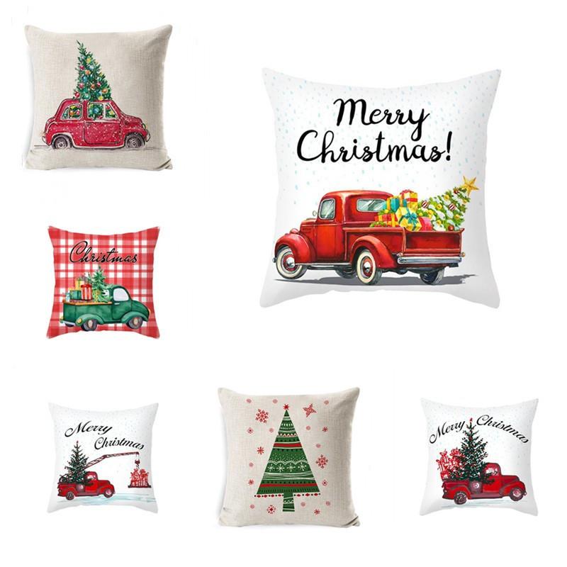 Cushion Cover Christmas Car Red Pillow Cover Bed Cushion Pillow Linen