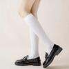 Black White Long Socks Stockings Women JK Japan Style Solid Color Thigh High Stockings High School Girls Striped Knee High Socks
